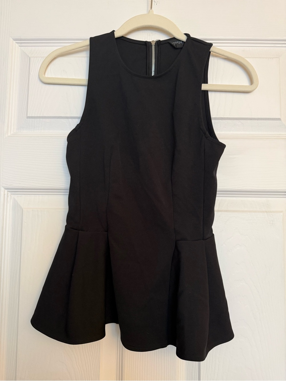 Topshop Black Sleeveless Peplum Top